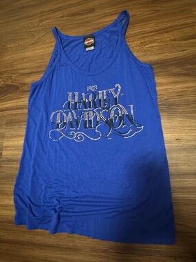 Harley-Davidson Royal Blue Rhinestone Logo Tank